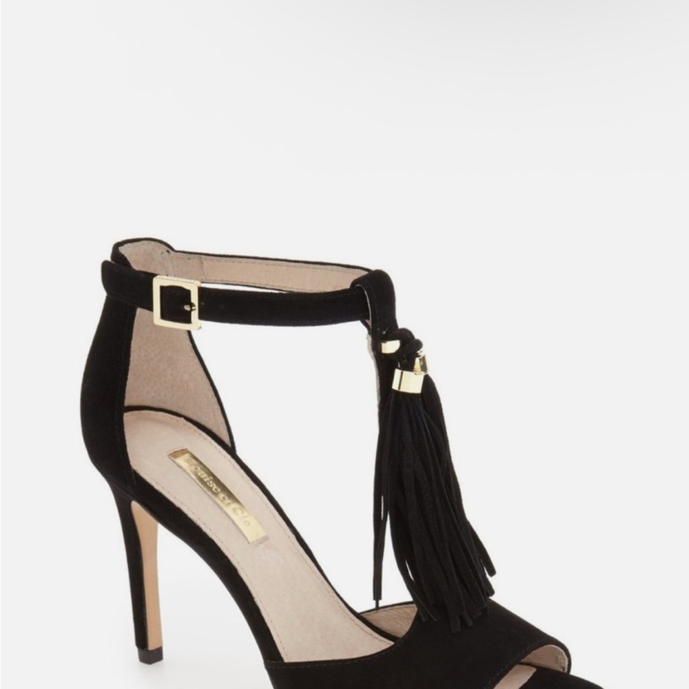 Louise et Cie Tassel Fringe Stiletto Heel Sandal Suede